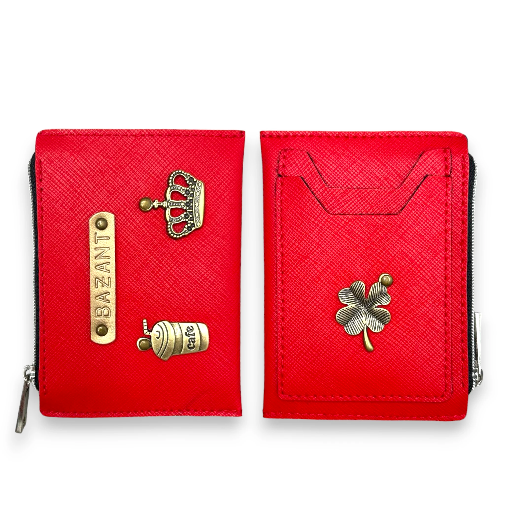Personalizowane etui na karty z portmonetką - CZERWONE